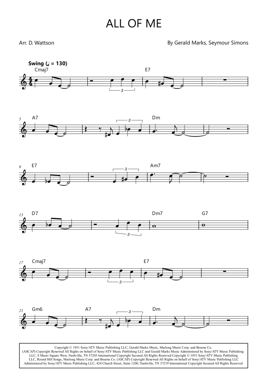All Of Me (arr. Douglas Wattson)