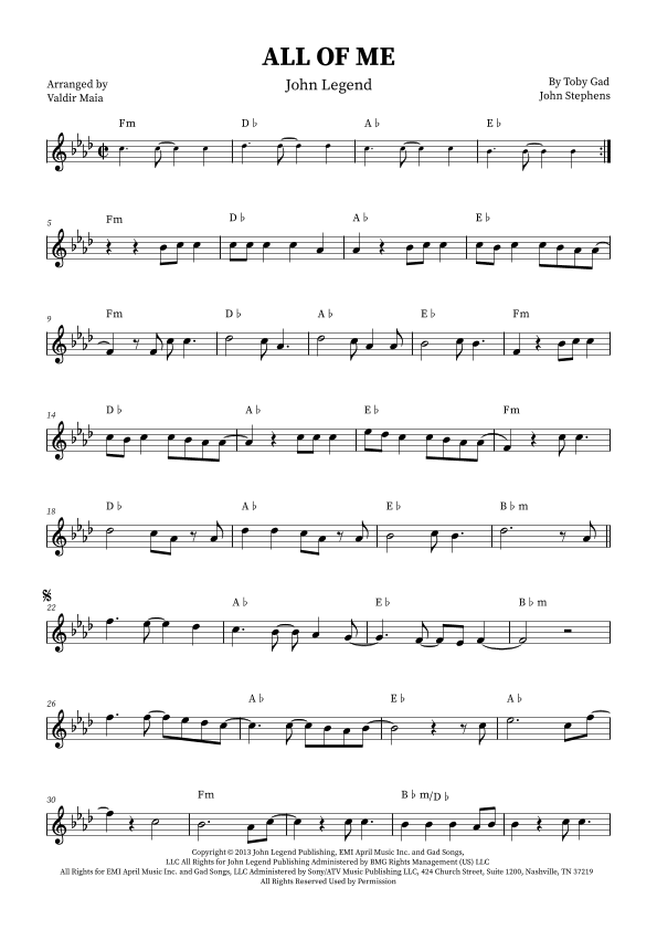 All Of Me (arr. Valdir Maia)