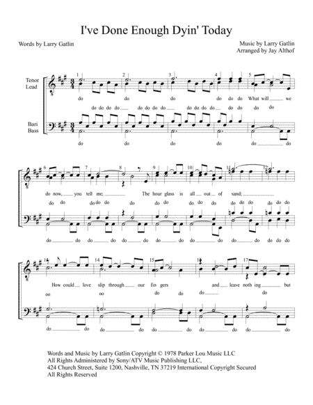 I've Done Enough Dyin' Today (arr. Jay Althof)