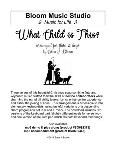 What Child is This? for flute and keys (arr. Edna J. Bloom)