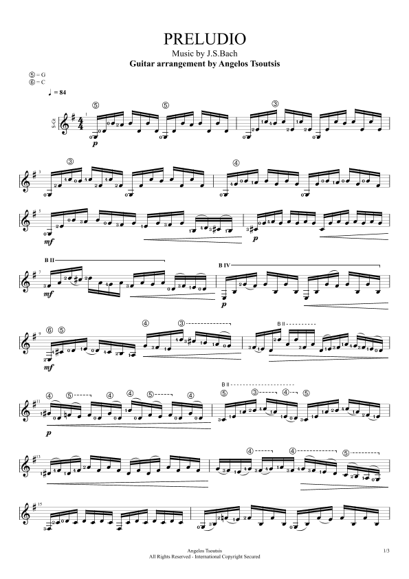 Cello Suite No.1 in G major, BWV 1007 : Prelude (arr. angelos tsoutsis)