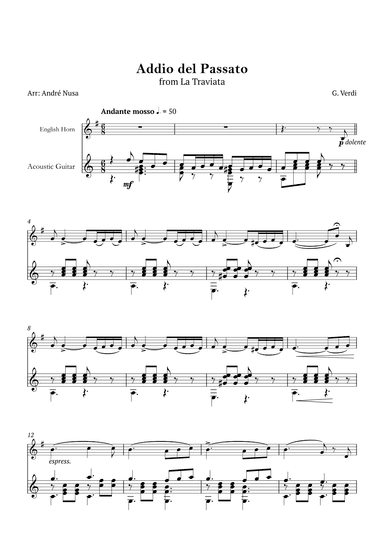 Addio del Passato (arr. André Nusa)