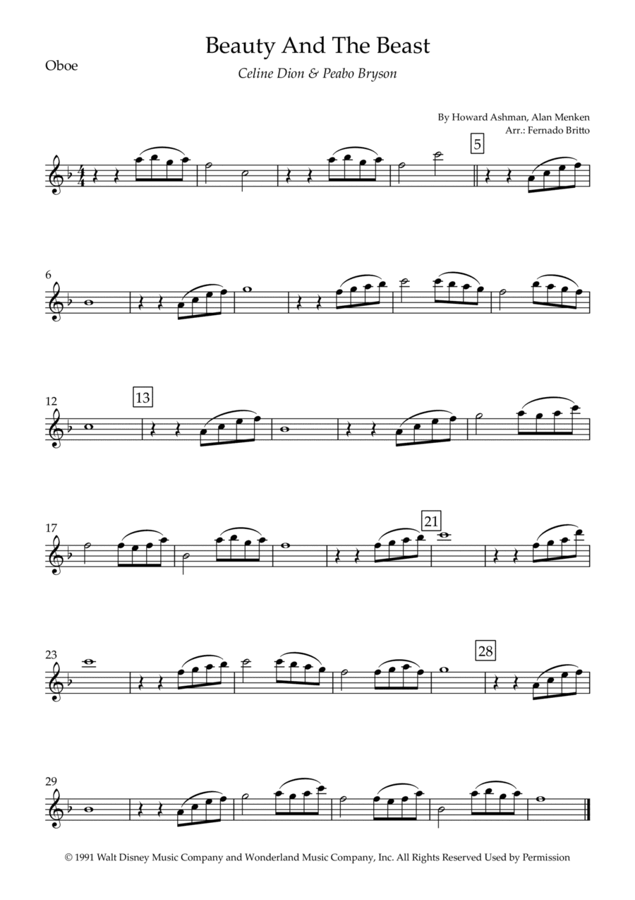 Beauty And The Beast (arr. Fernando Britto)