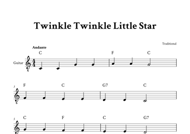 Twinkle Twinkle Little Star - (C Major - with Chords) (arr. Yuri Noronha)