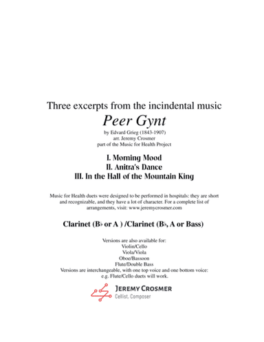 Grieg: "Morning Mood, Anitra's Dance, and In the Hall of the Mountain King" from Peer Gynt - Music f (arr. Jeremy Crosmer)