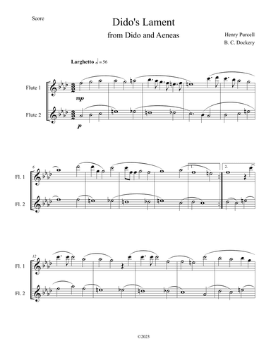 Dido's Lament (Flute Duet) (arr. B. C. Dockery)