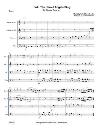 HARK THE HERALD ANGELS SING - BRASS QUARTET (unaccompanied) (arr. Glen Poehlmann)