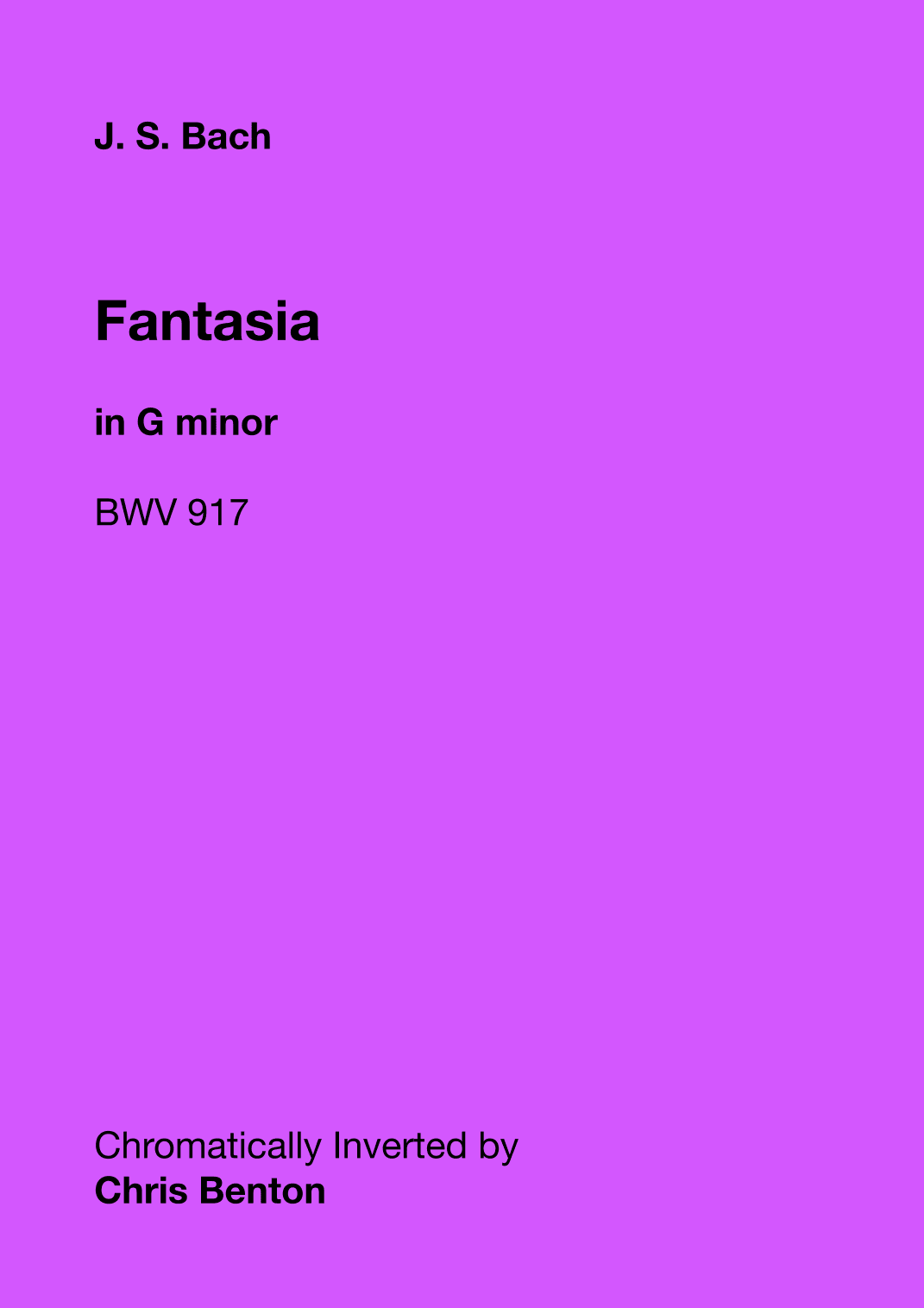 Fantasia in G minor (BWV 917) - Chromatically Inverted (arr. Chris Benton)