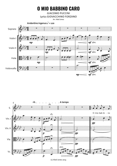 O Mio Babbino Caro for Soprano and String Quartet (arr. Aled Jones)