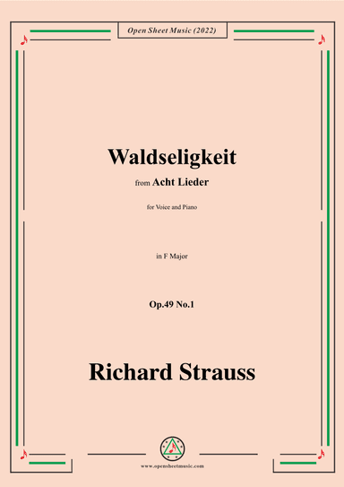 Richard Strauss-Waldseligkeit,in F Major (arr. OSM Press)