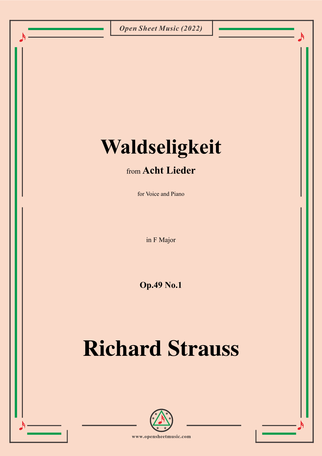Richard Strauss-Waldseligkeit,in F Major (arr. OSM Press)