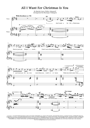 All I Want For Christmas Is You (arr. Henrique F Mangoni)