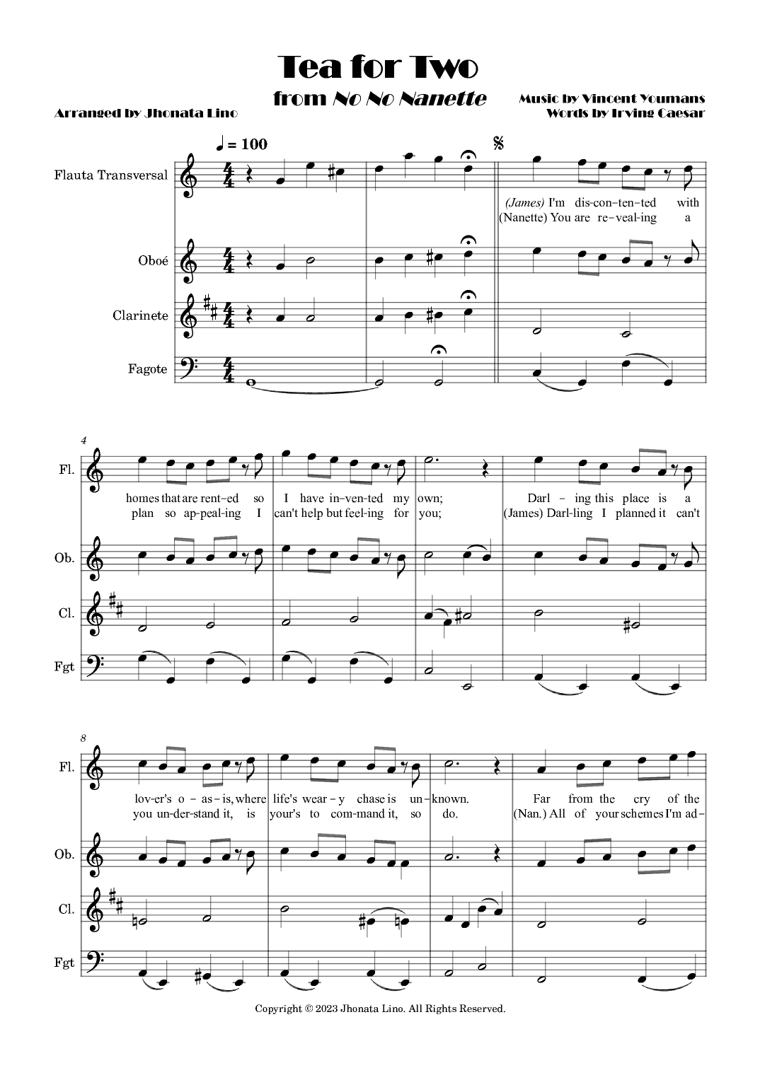 Tea For Two (arr. Jhonata Lino)