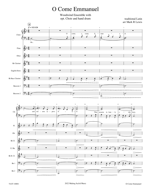 O Come Emmanuel - Woodwind Ensemble (arr. Mark R Lewis)