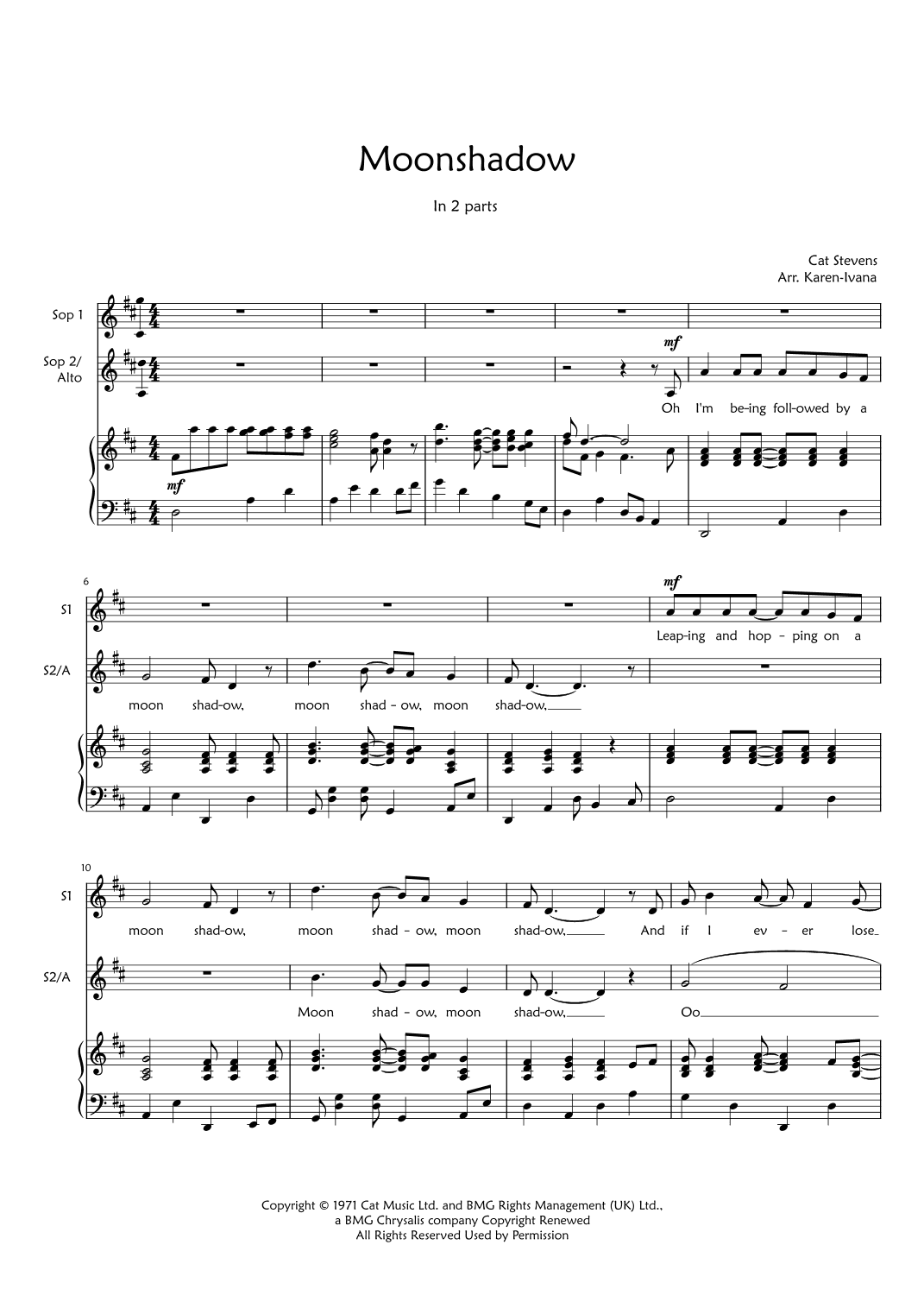 Moonshadow (arr. Karen Ivana)