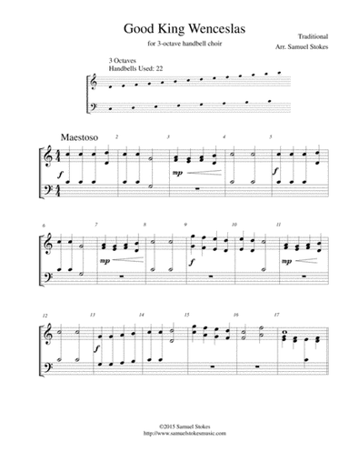 Good King Wenceslas - for 3 octave handbell choir (arr. Samuel Stokes)