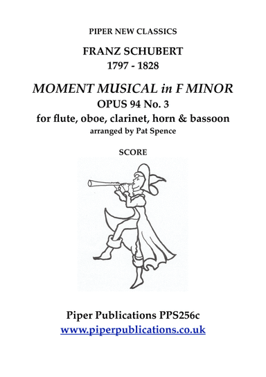 SCHIUBERT MOMENT MUSICAL Opus 94 No. 3 for woodwind quintet (arr. arranged by Pat Spence)