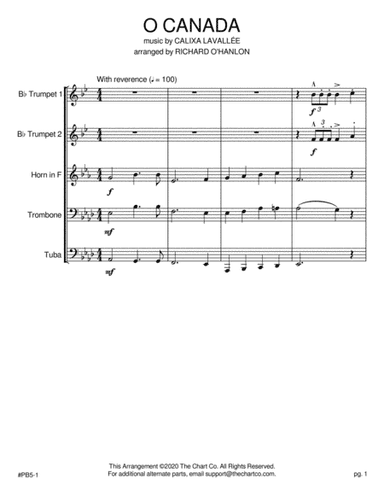 O Canada - for Brass Quintet (arr. Richard O'Hanlon)