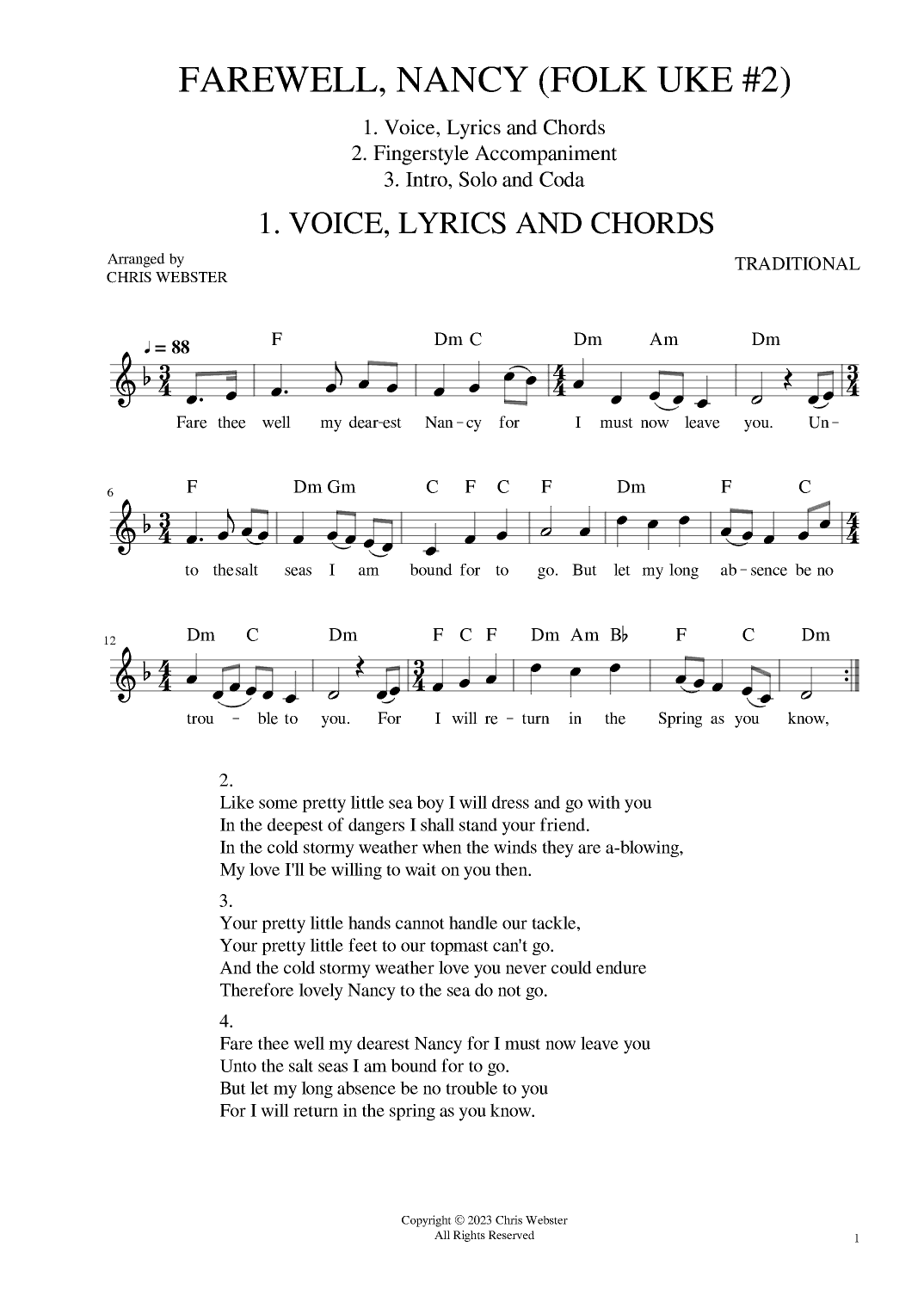 Farewell, Nancy: Folk Uke #2 (arr. Chris Webster)