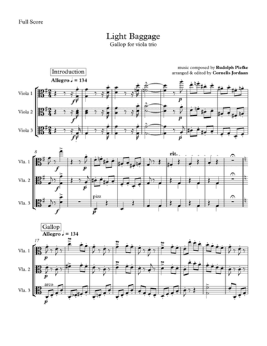 Light Baggage, gallop for viola trio (arr. Cornelis Jordaan)