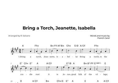 Bring a Torch, Jeanette, Isabella (Key of A Major) (arr. R. Salvario)