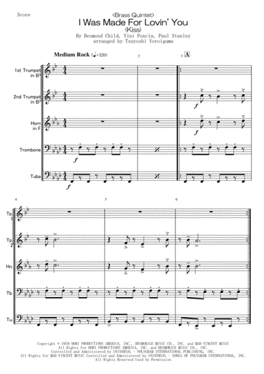 I Was Made For Lovin' You (arr. Tsuyoshi Yoroiguma)