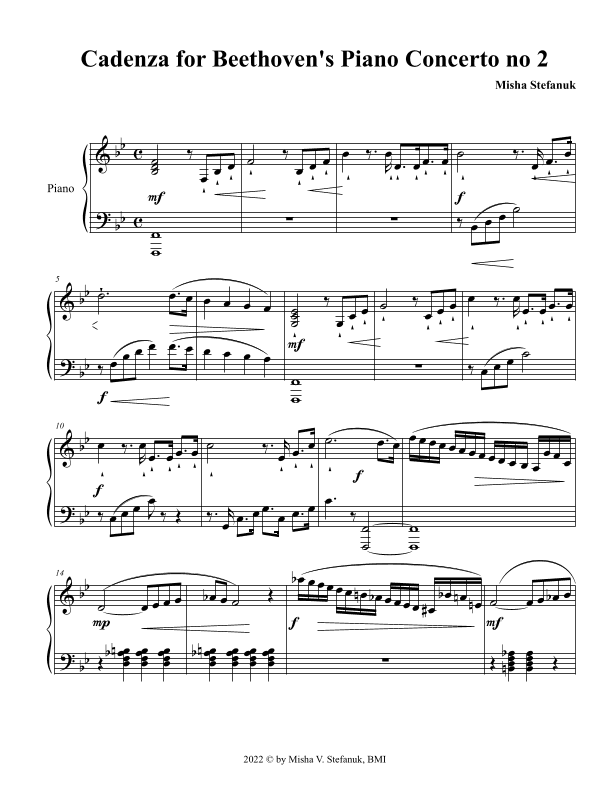 Beethoven Cadenza for Piano Concerto 2