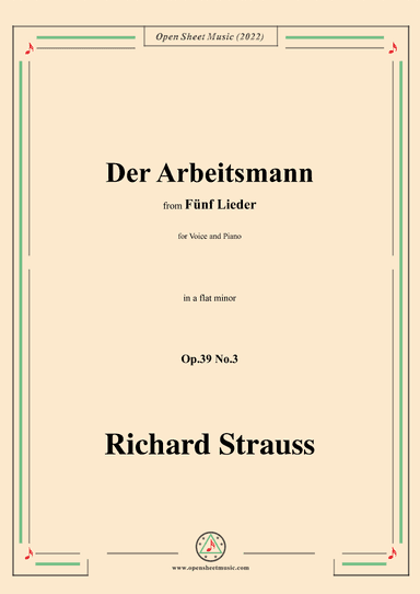 Richard Strauss-Der Arbeitsmann,in a flat minor (arr. OSM Press)