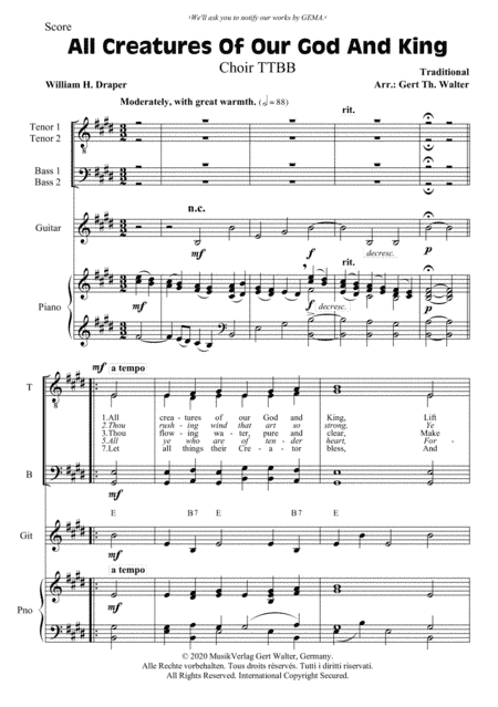 All Creatures Of Our God And King (arr. Gert Th. Walter)