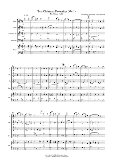 2 Christmas Favourites for Wind Quartet (volume one) (arr. David Burndrett)