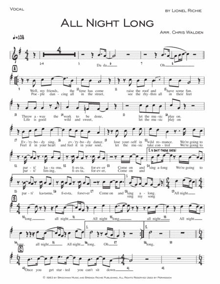 All Night Long (all Night) (arr. Chris Walden)
