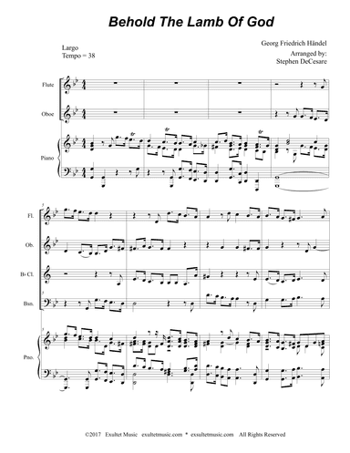 Behold The Lamb Of God (Woodwind Quartet and Piano) (arr. Stephen DeCesare)