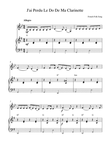 J'ai Perdu Le Do De Ma Clarinette (arr. Kaiserin Rebecca)