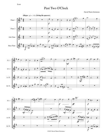 Past two o'clock for flute quartet (New version)
