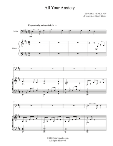 All Your Anxiety (Cello-Piano) (arr. Marty Parks)