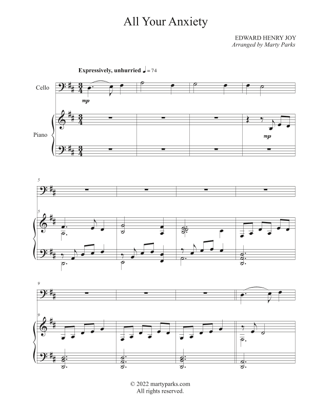 All Your Anxiety (Cello-Piano) (arr. Marty Parks)
