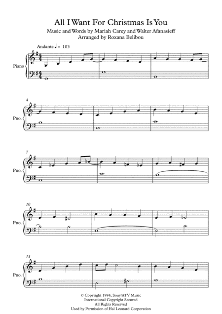 All I Want For Christmas Is You (arr. Roxana Belibou)