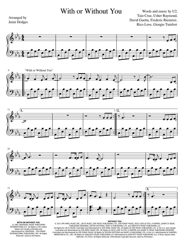 With Or Without You (arr. Jenni Hodges)