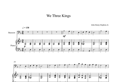 We Three Kings - John Henry Hopkins Jr. (Bassoon + Piano) (arr. Digital Book Music)