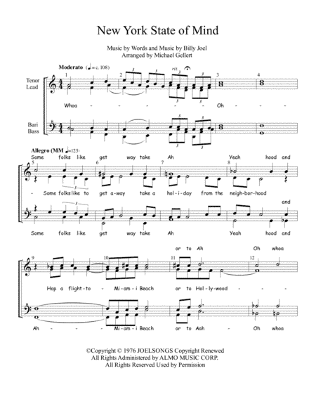 New York State Of Mind (arr. Michael Gellert)
