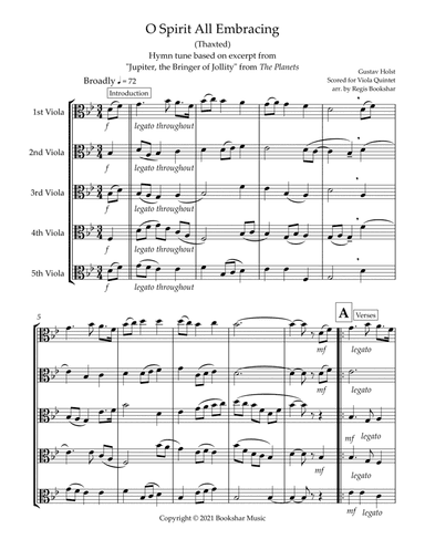 O Spirit All-Embracing (Thaxted) (Bb) (Viola Quintet) (arr. Regis Bookshar)