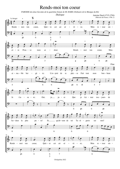 Rends-moi ton coeur (arr. Early Music Scores)