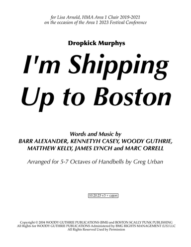 I'm Shipping Up To Boston (arr. Greg Urban)