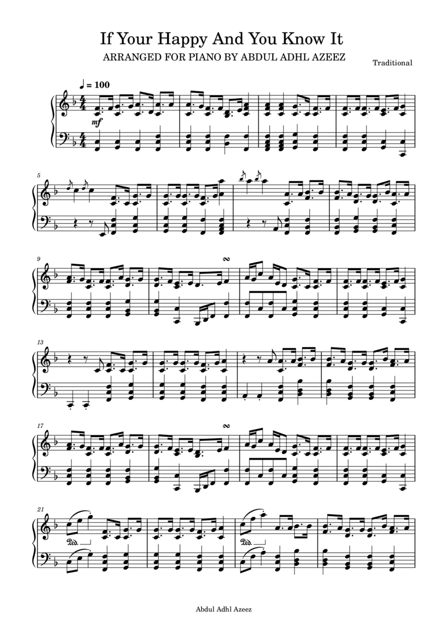 If Your Happy And You Know It Piano Arrangement (arr. Abdul Adhl Azeez)
