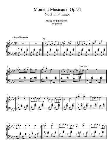 "Moment Musicaux" Op94 No.3 (arr. pfkaori)