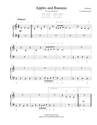 Apples and Bananas - for very easy piano (arr. Samuel Stokes)