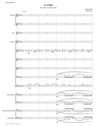 Le Gibet (Gaspard de la Nuit) for Clarinet Nonet + Flute, 2 Piccolos, Contrabassoon (arr. Richard Byrnes)