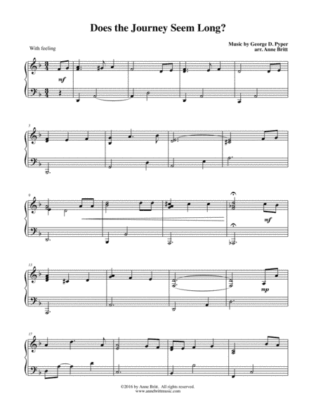 Does the Journey Seem Long? (early intermediate) (arr. Anne Britt)