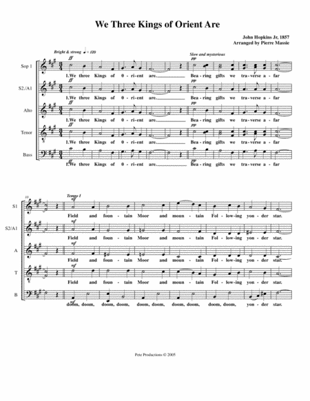 We Three Kings of Orient Are (arr. Pierre Massie)
