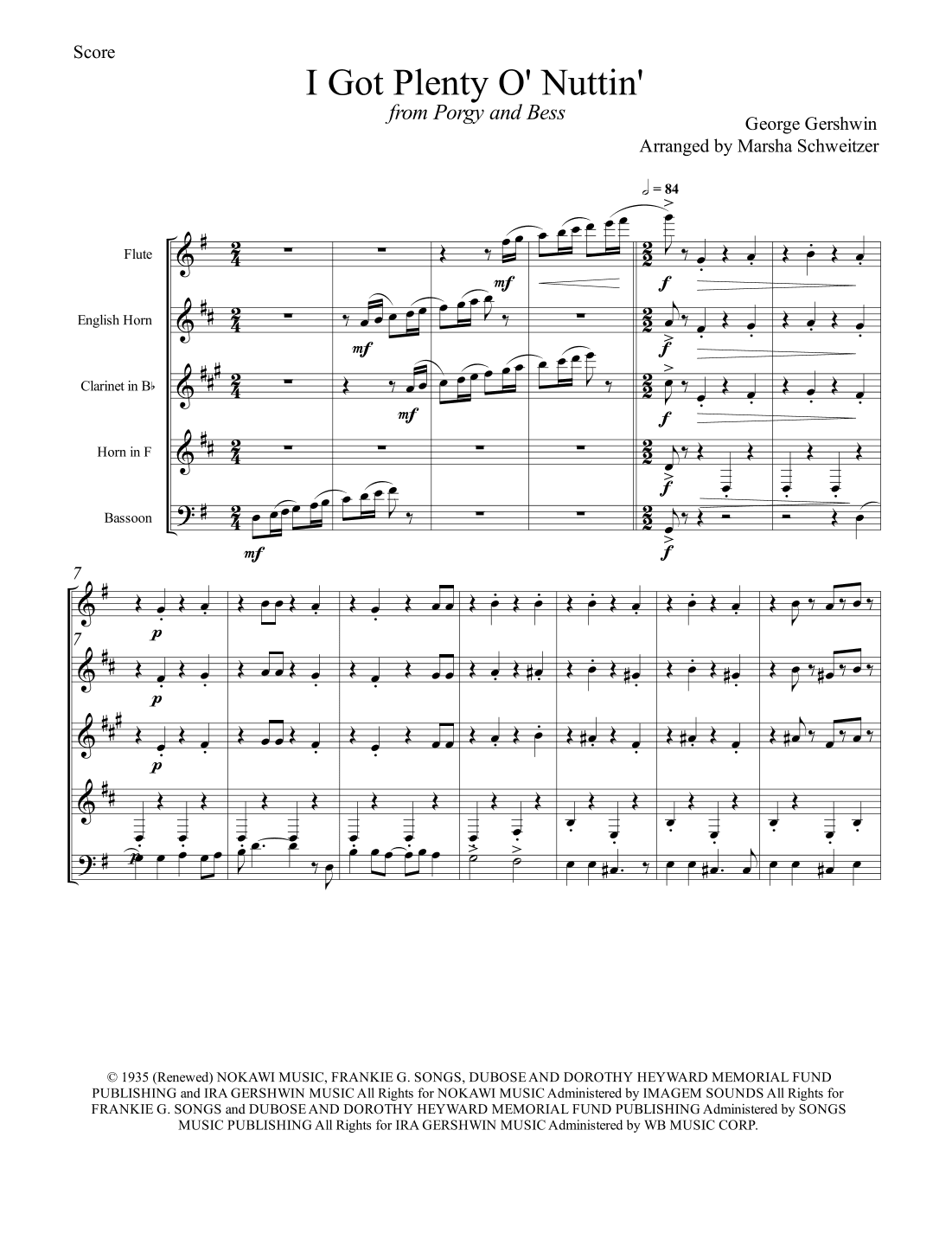 I Got Plenty O' Nuttin' (arr. Marsha Schweitzer)